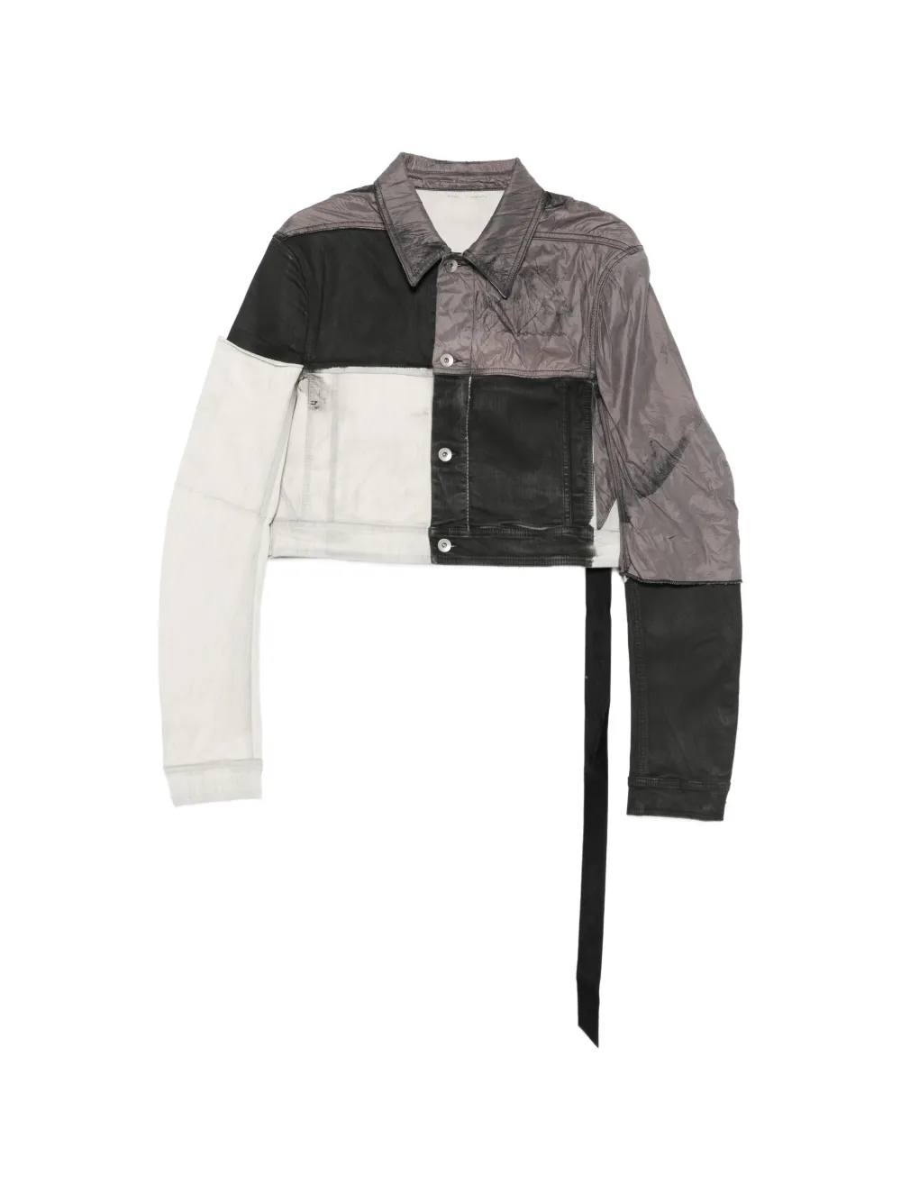 Rick Owens DRKSHDW Little Joe patchwork cropped jacket - Bianco