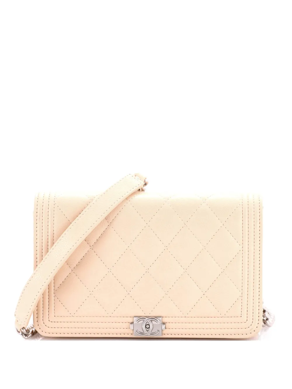CHANEL Pre-Owned Boy Wallet on Chain Quilted Caviar crossbody bag - Toni neutri