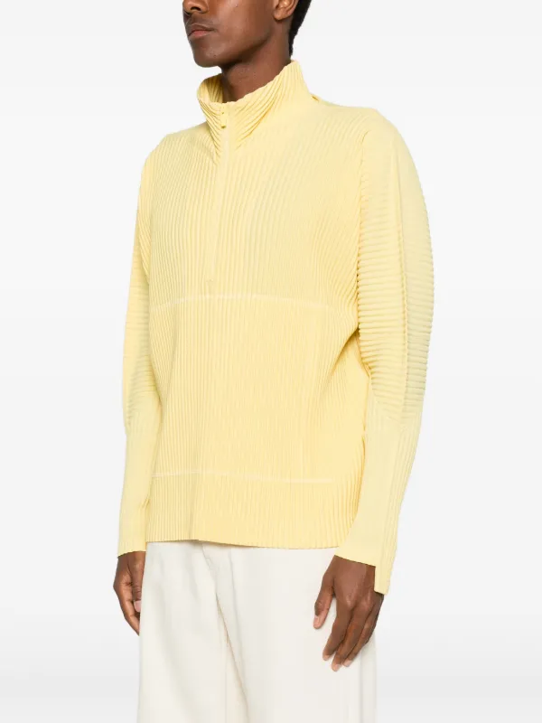 Homme Plissé Issey Miyake Pleated half-zip T-shirt | Yellow