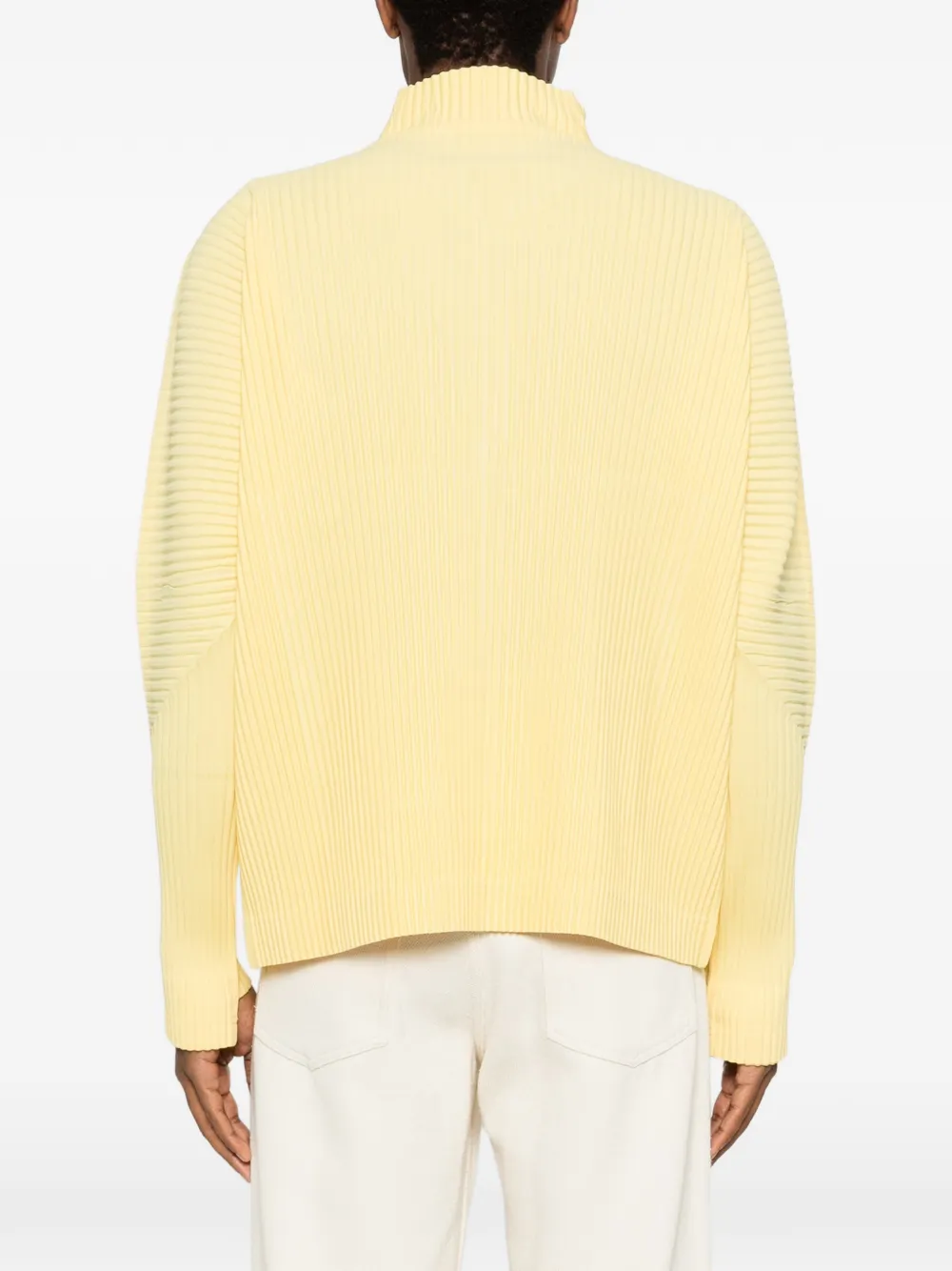 Homme Plissé Issey Miyake Geplooid T-shirt met halve rits Geel