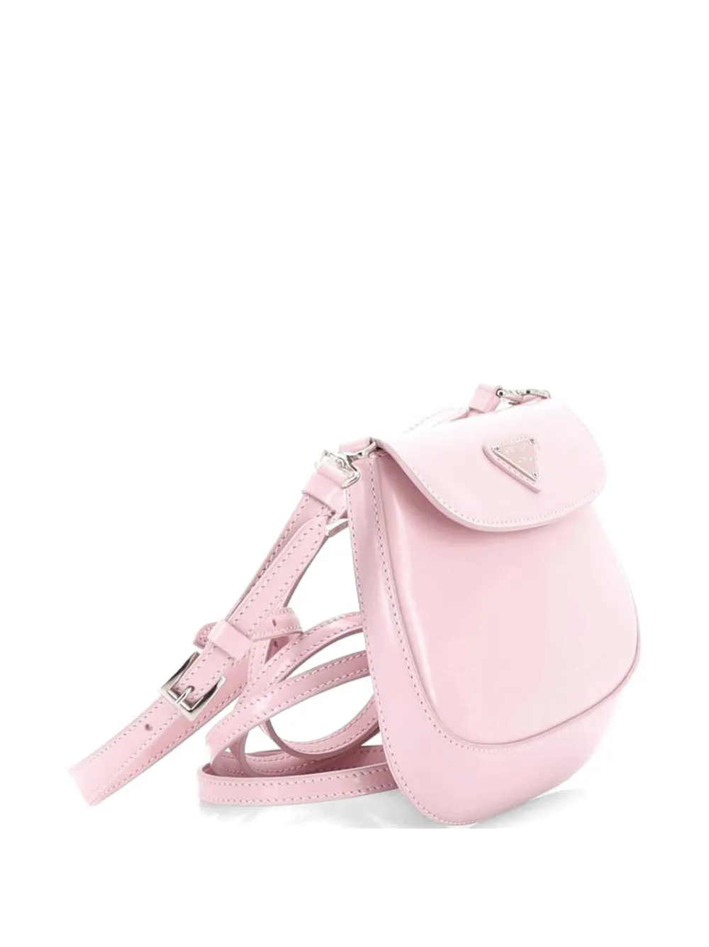 Pre-owned Prada Cleo Flap Spazzolato Leather Mini Shoulder Bag In Pink