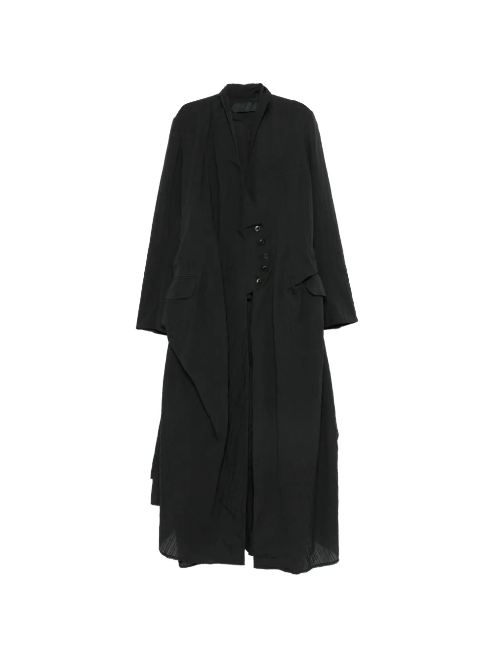 Marc Le Bihan crinkled long coat - Nero