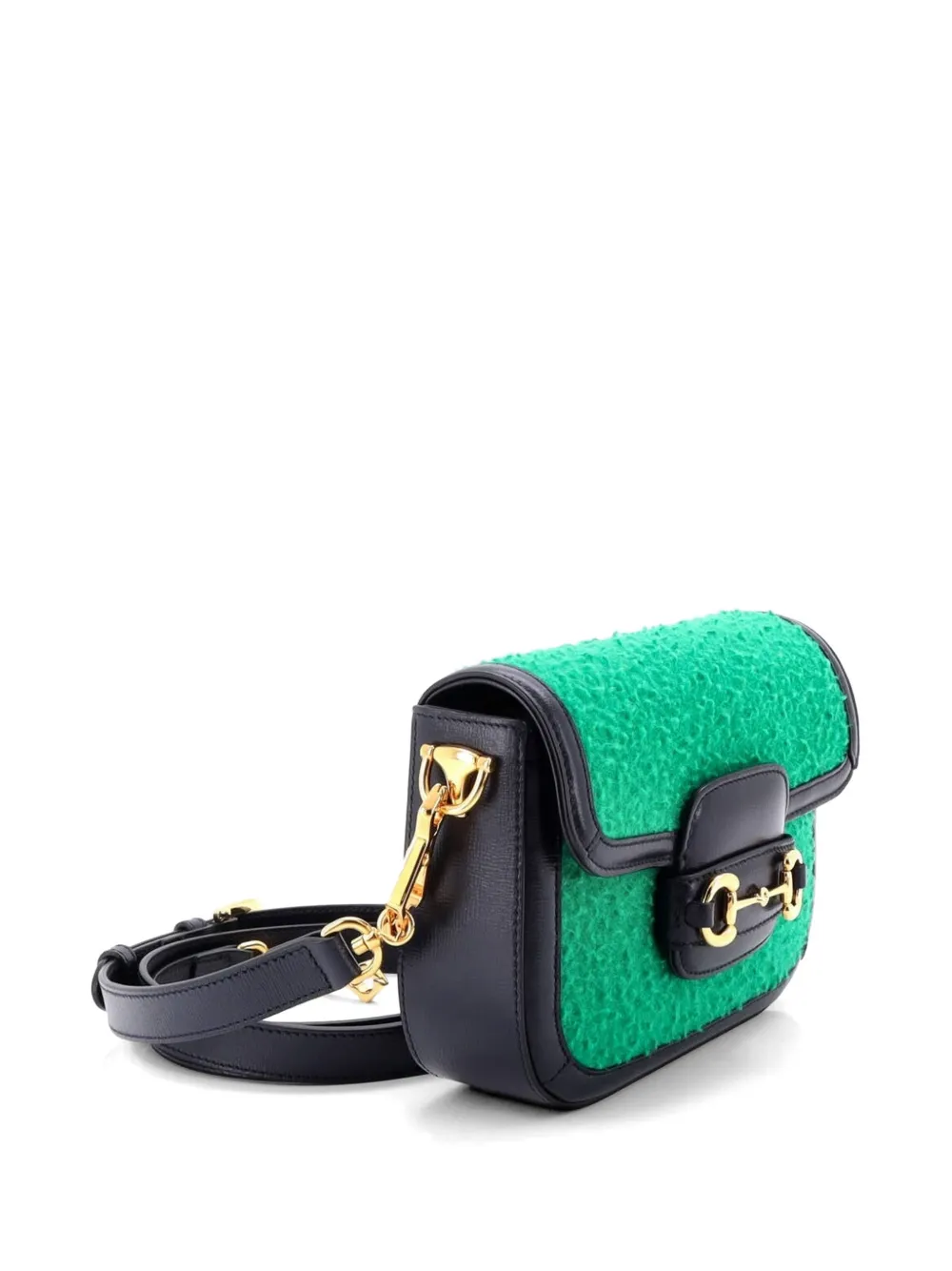 Gucci Pre-owned Horsebit 1955 Shoulder Bag Wool Mini Crossbody Bag in Green, view 3