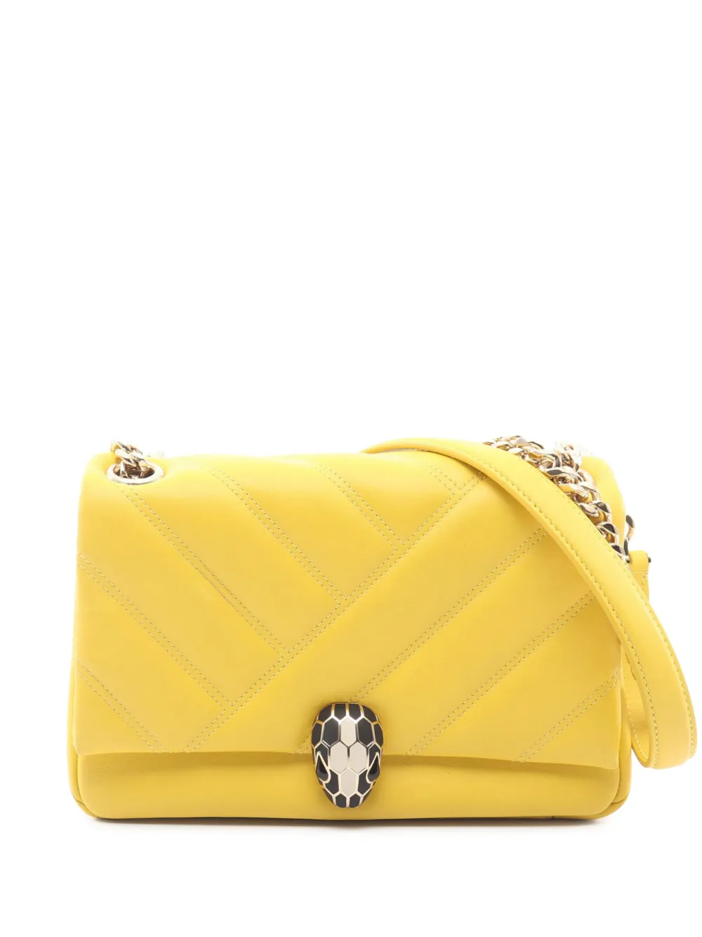 Bvlgari Pre-Owned 2010-2026 Leather Serpenti Cabochon Chain crossbody bag - Giallo
