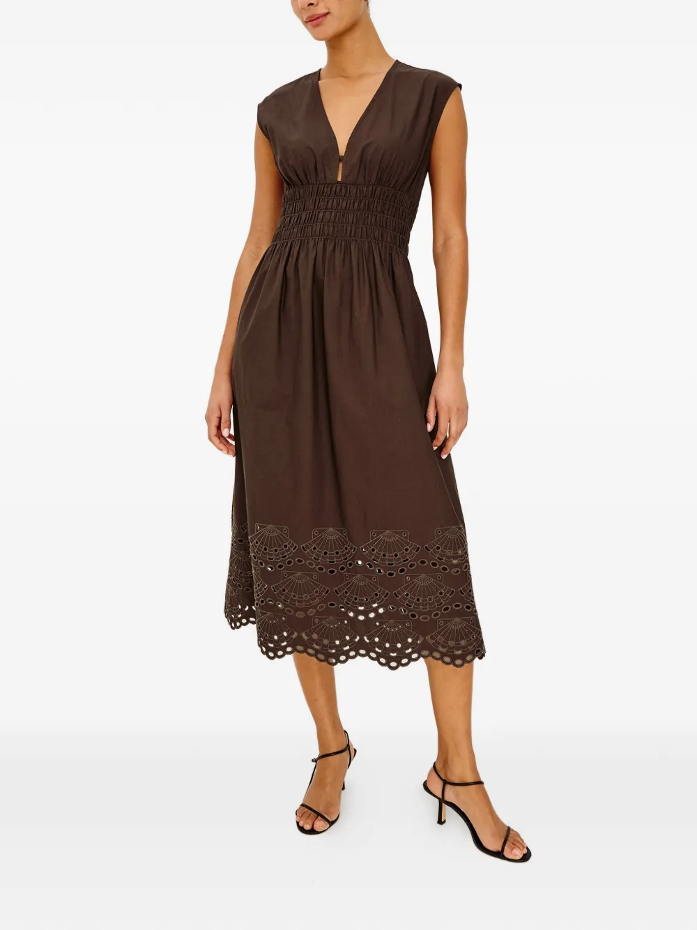 Rails Roxanne eyelet-embroidered midi dress - Braun