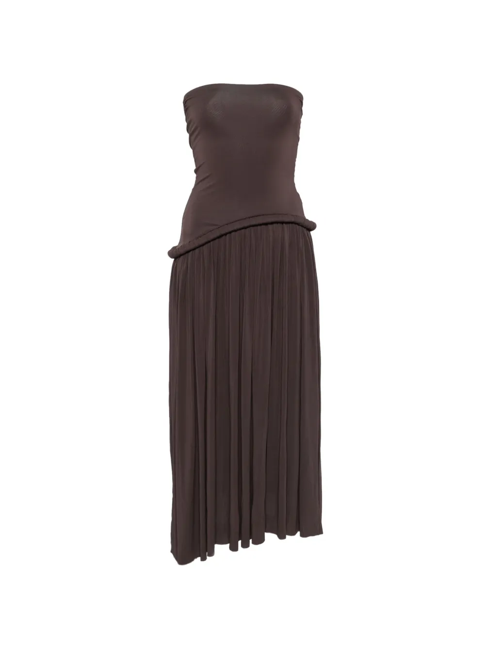 Séfr strapless pleated dress - Marrone