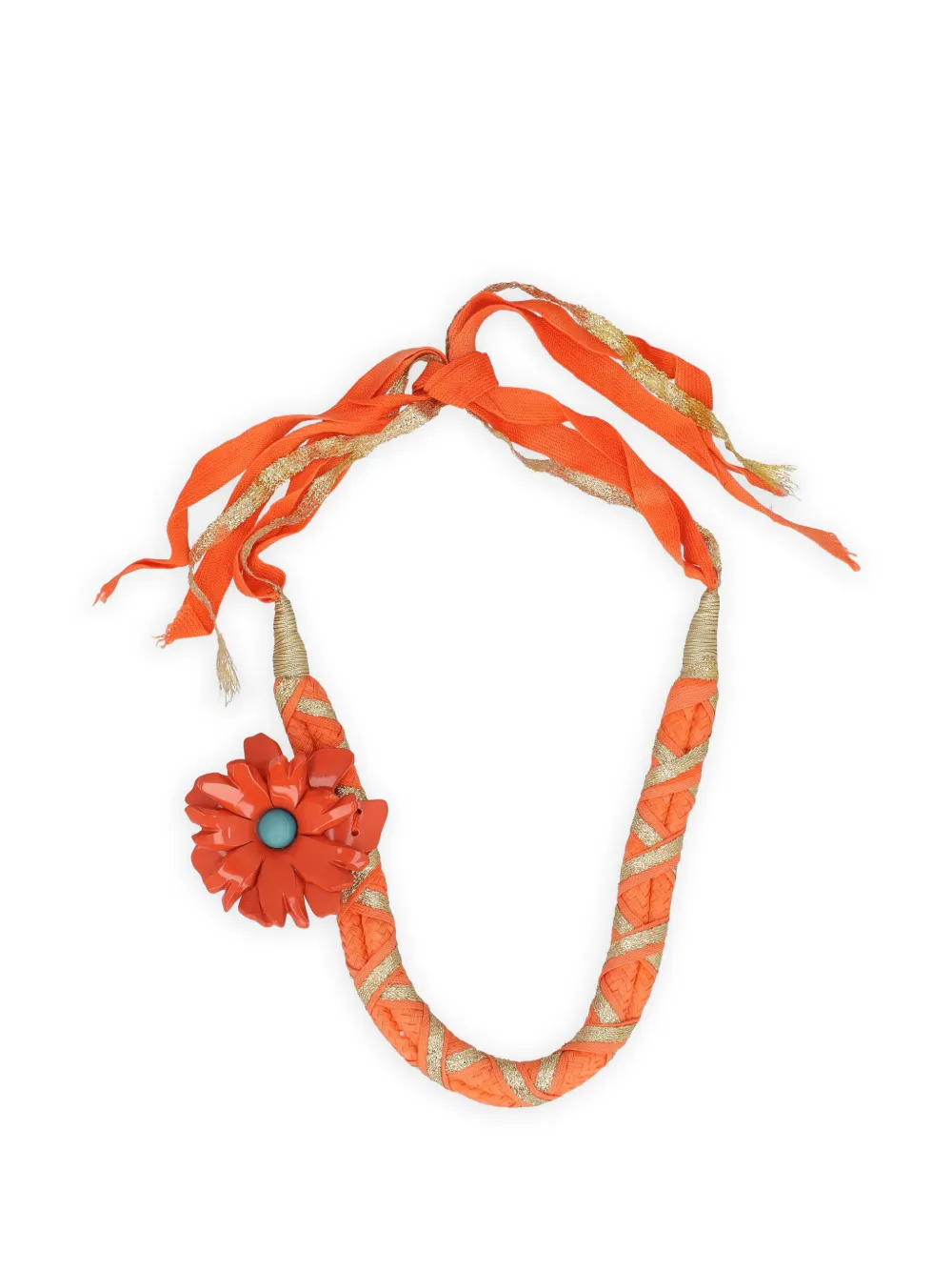Sharra Pagano 1970-1980s flower pendant necklace - Arancione