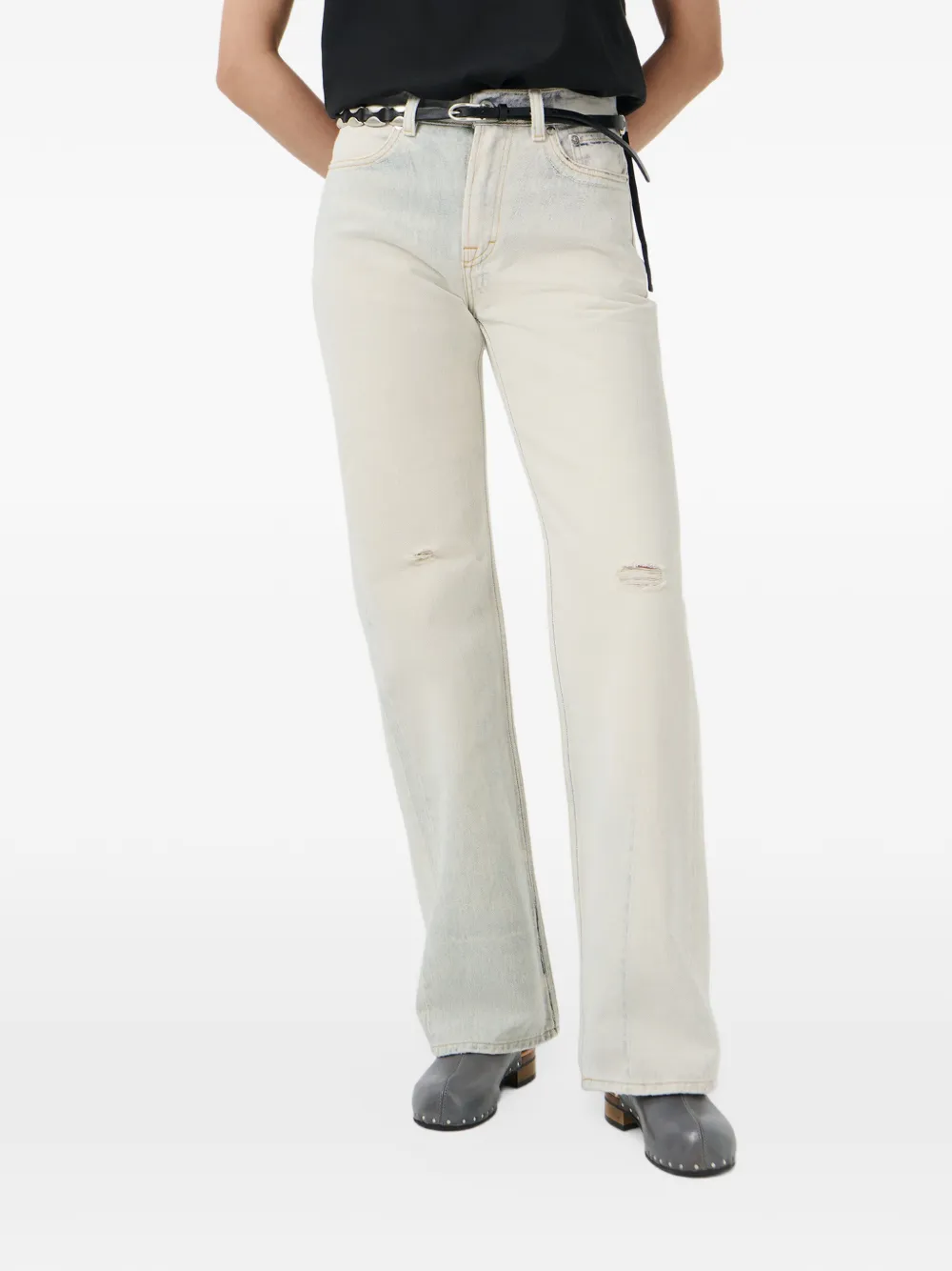 OUR LEGACY Gerafelde jeans met print Beige