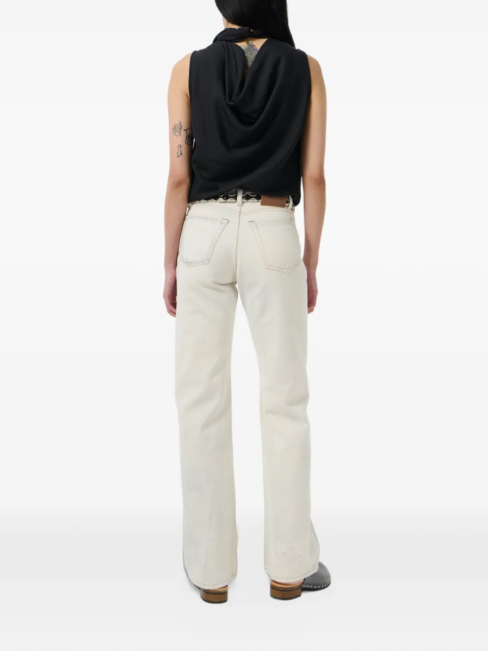 OUR LEGACY Gerafelde jeans met print Beige