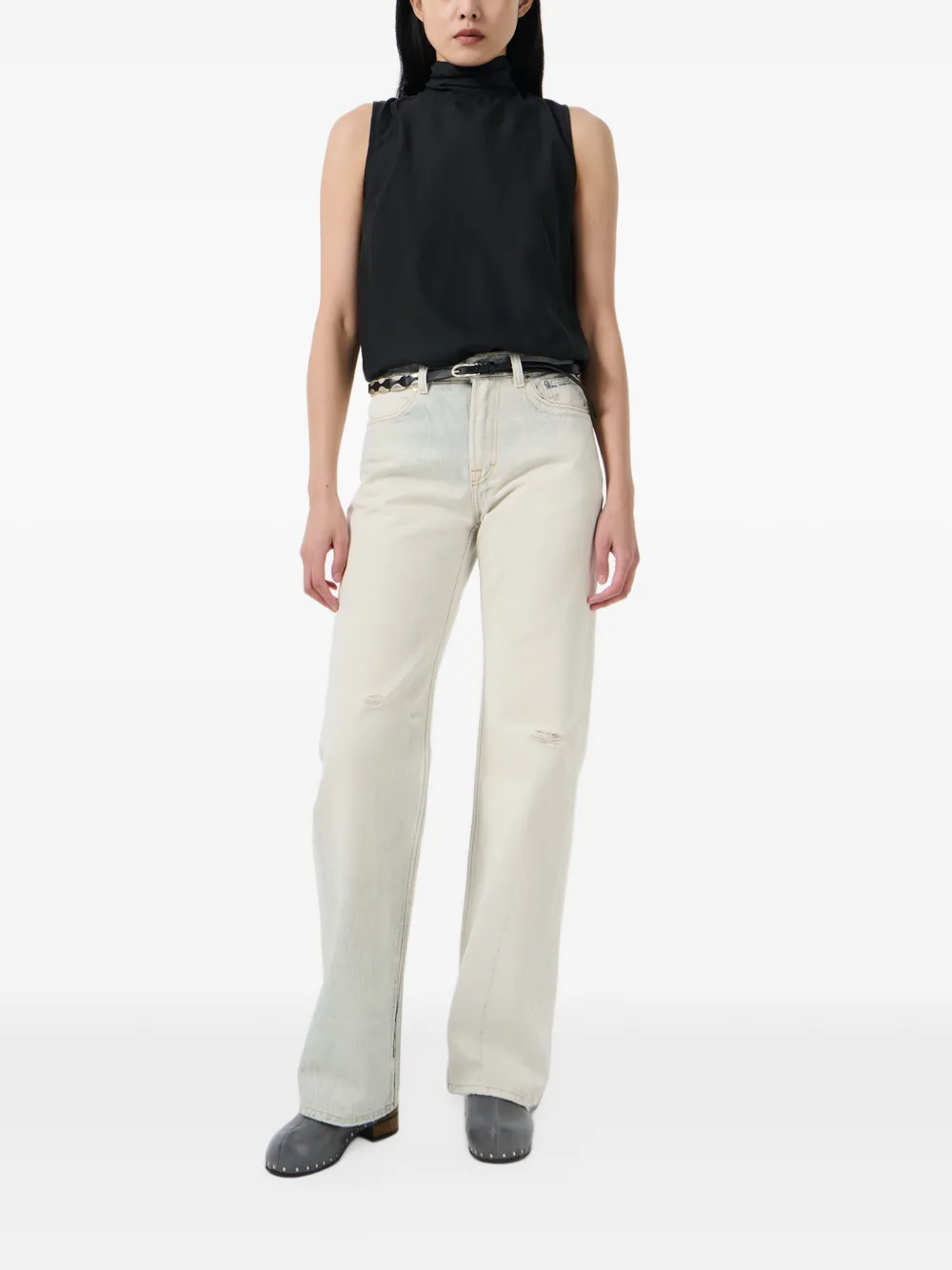 OUR LEGACY Gerafelde jeans met print Beige
