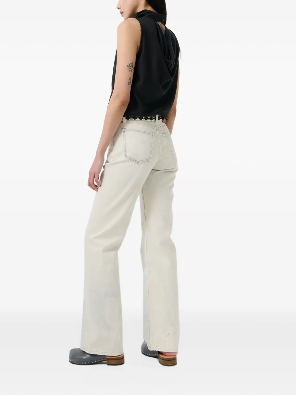 OUR LEGACY Gerafelde jeans met print Beige