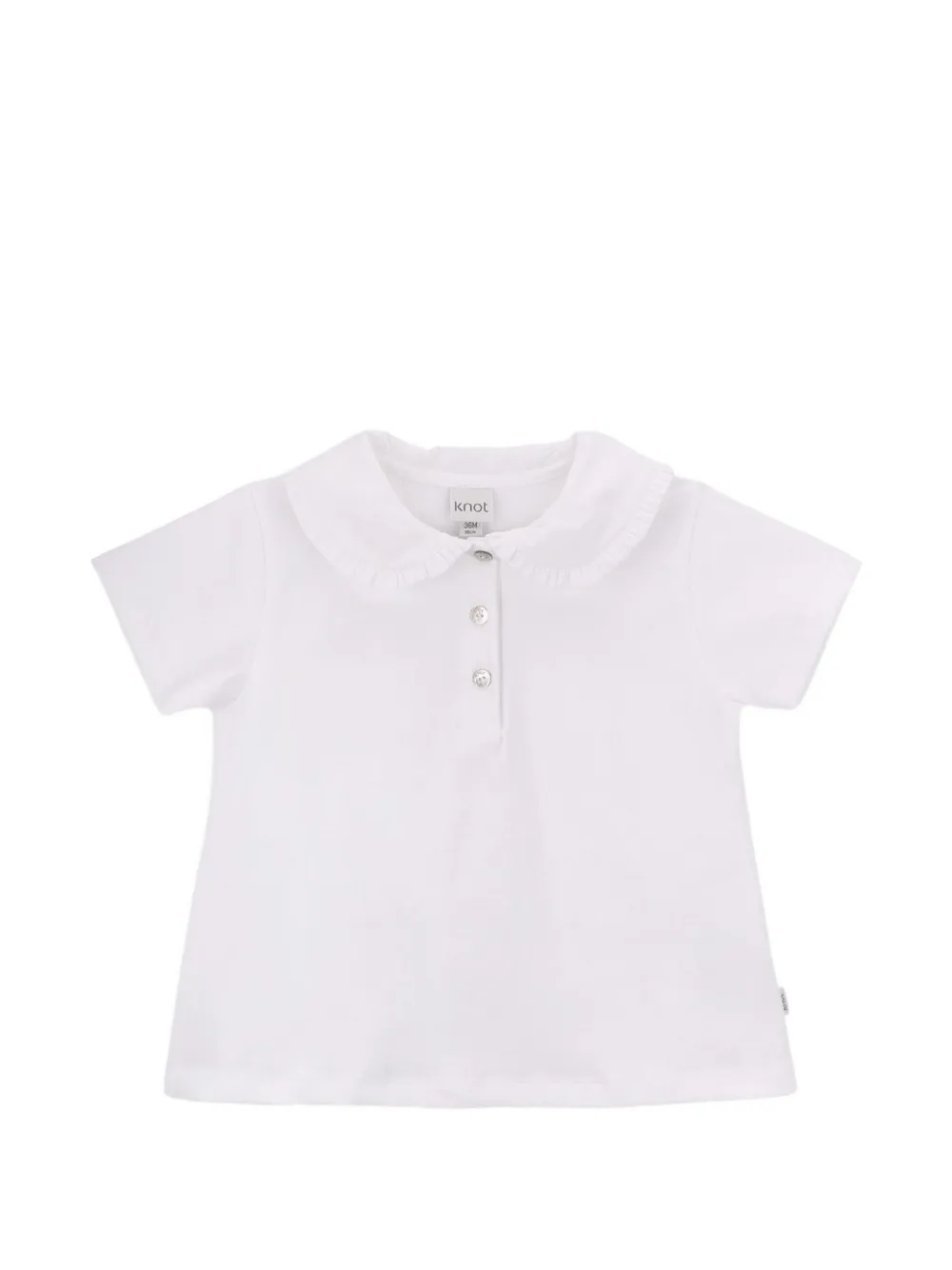 Knot Clementine ruffled cotton polo shirt - Bianco