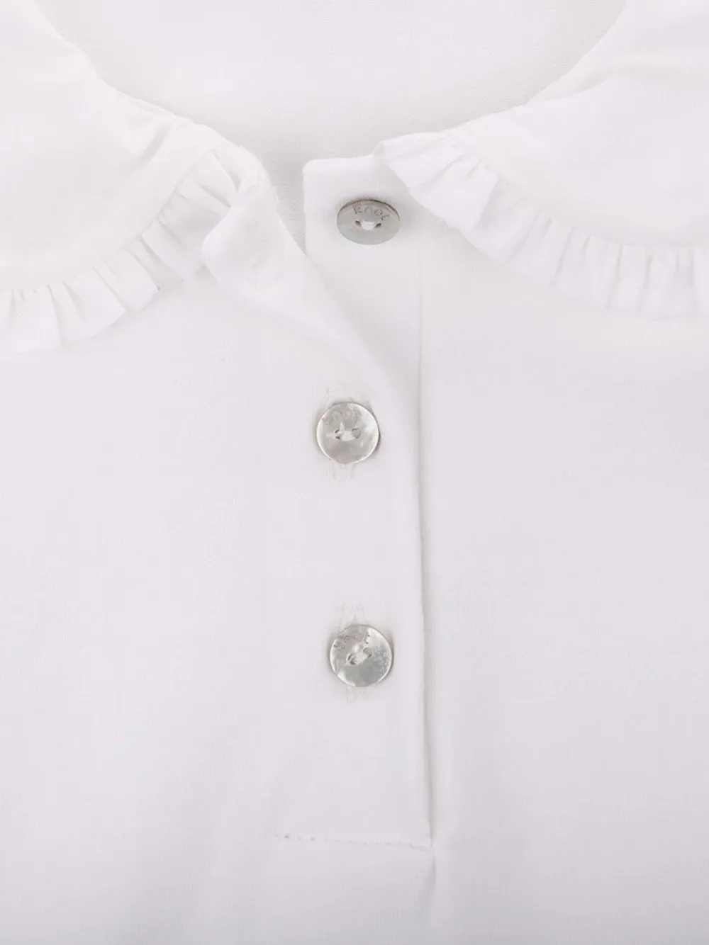 Knot Clementine katoenen poloshirt met ruches Wit
