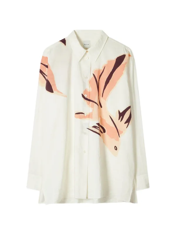 Paul Smith Le Peche Fish' Silk-blend Shirt in Neutrals