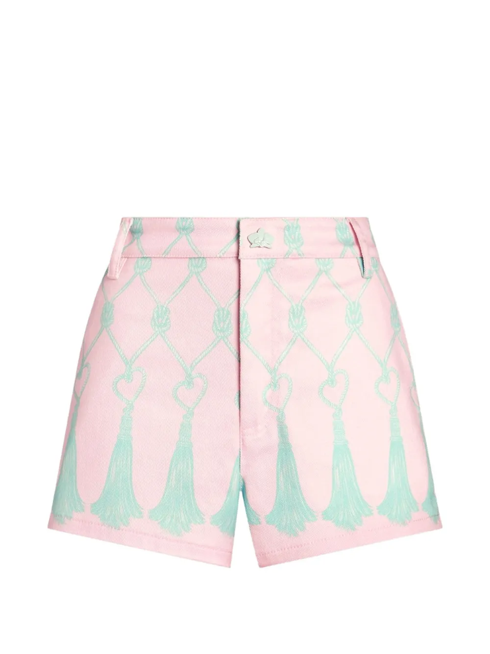 Genny tassel-print cotton mini shorts - Rosa