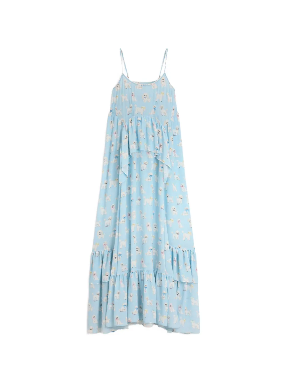 Fiorucci ruffled poodle-print maxi dress - Blu
