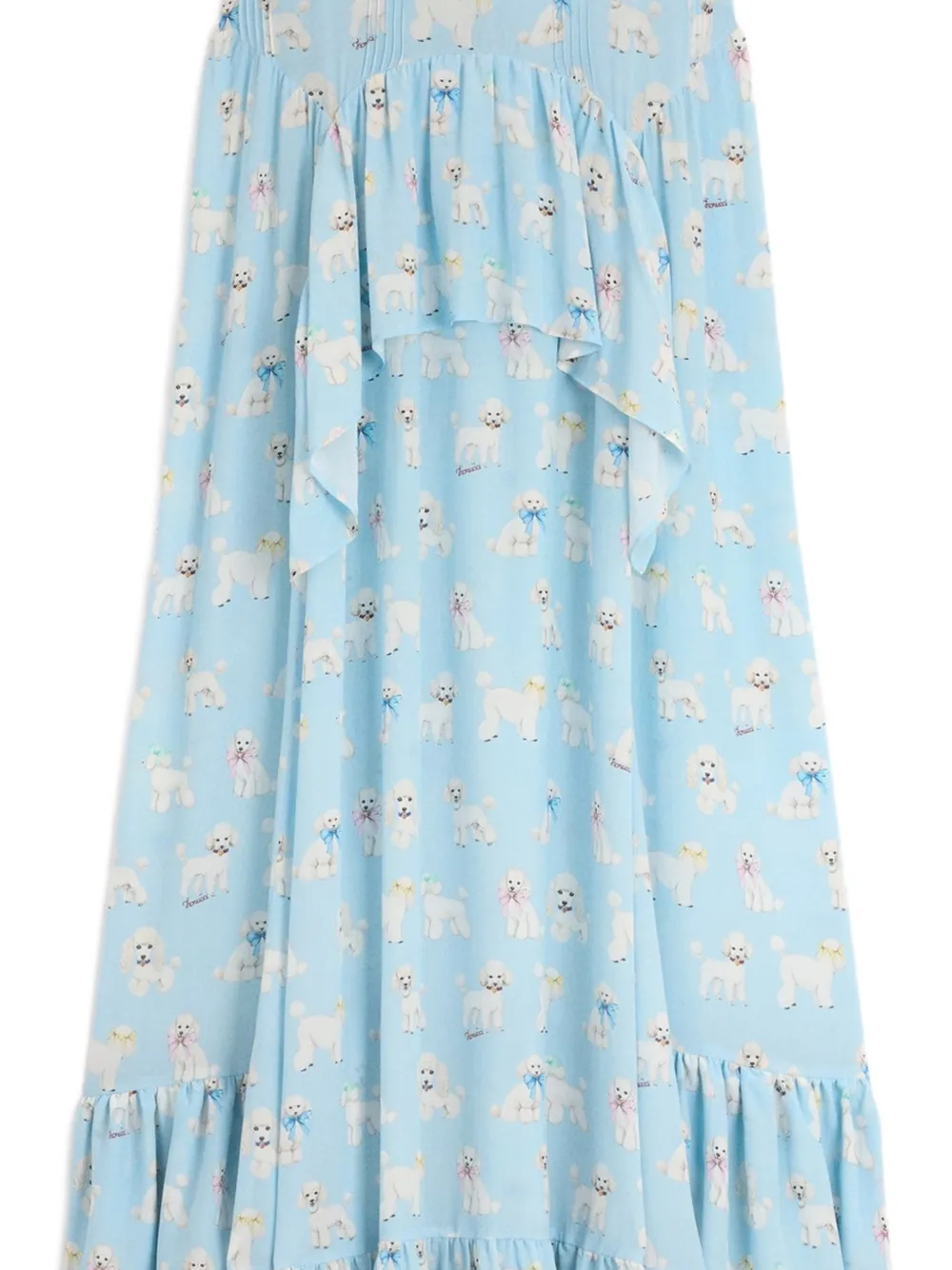 Fiorucci Maxi-jurk met ruches en poedel-print Blauw