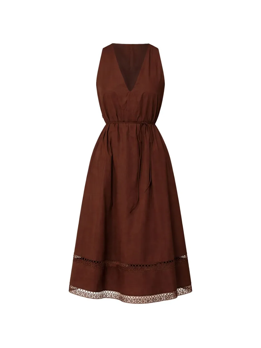 TWINSET V-neck embroidery-details midi dress - Marrone