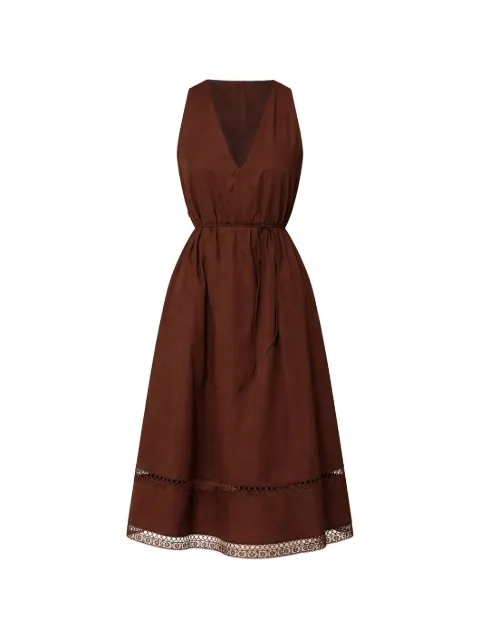 TWINSET vestido midi con detalles bordados y cuello en V