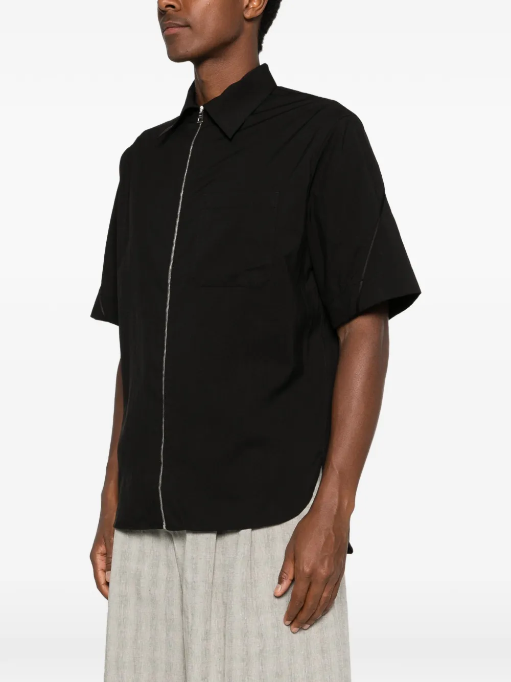  Givenchy Camicia A Maniche Corte Con Zip - Nero 