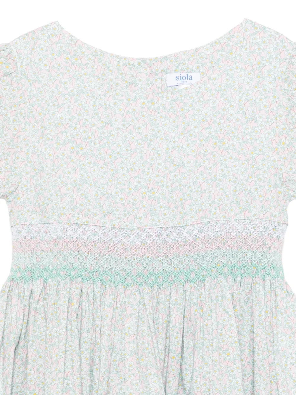 Siola Jurk met bloemen-print en gesmockte taille Groen
