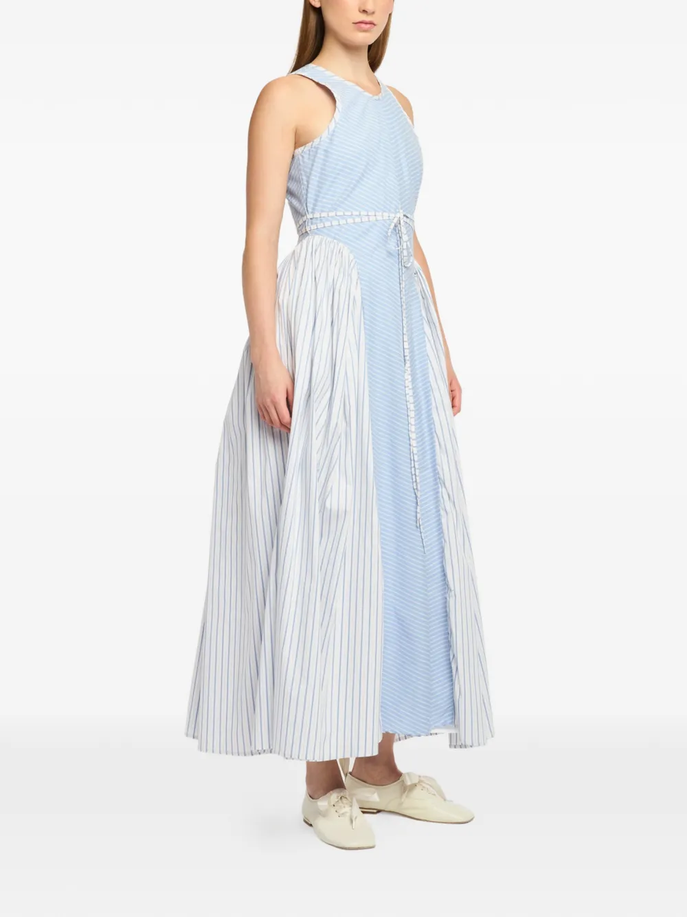 Cinq A Sept Emin Striped tie-waist Maxi Dress | Blue | FARFETCH RO