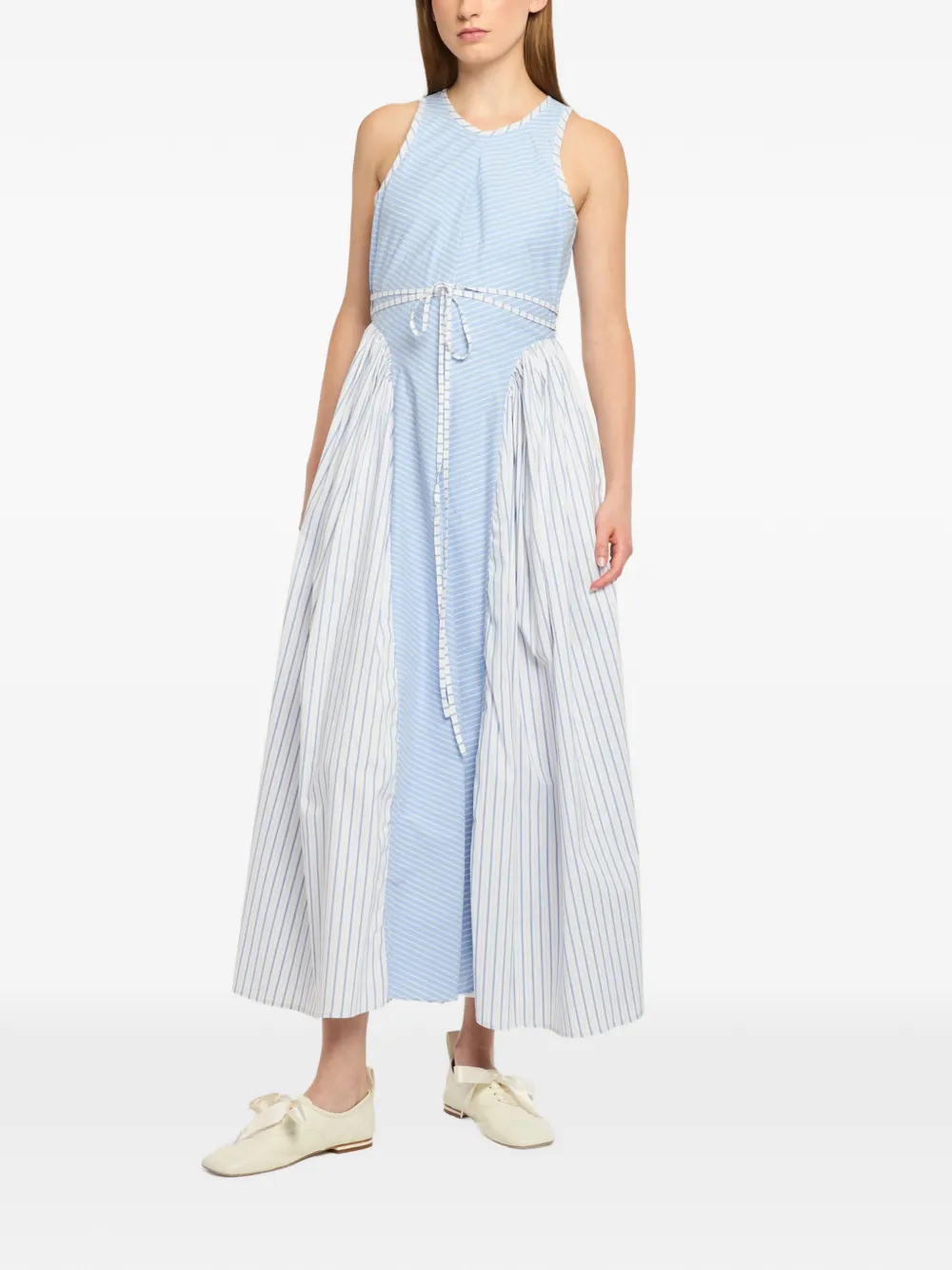 Cinq A Sept Emin gestreepte maxi-jurk met gestrikte taille Blauw