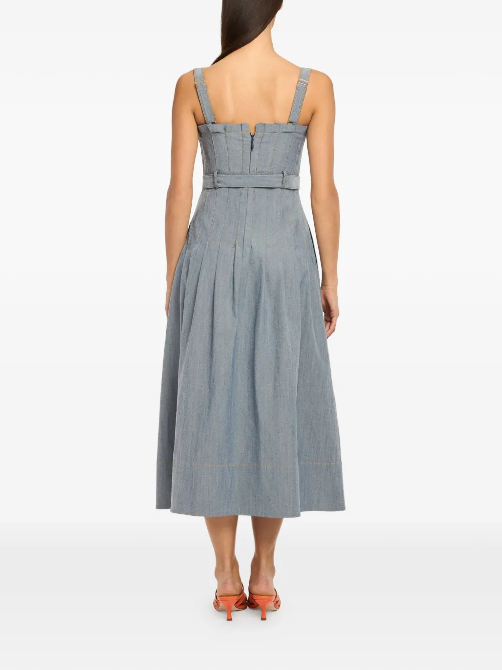 Cinq A Sept Midi-jurk met knopen en ceintuur Blauw