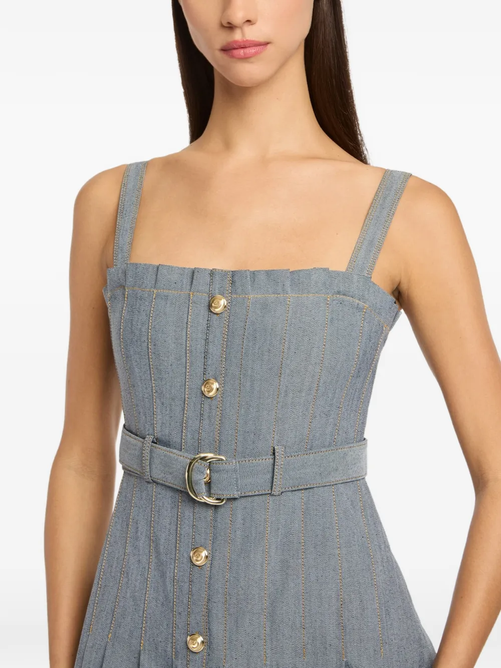 Cinq A Sept Midi-jurk met knopen en ceintuur Blauw