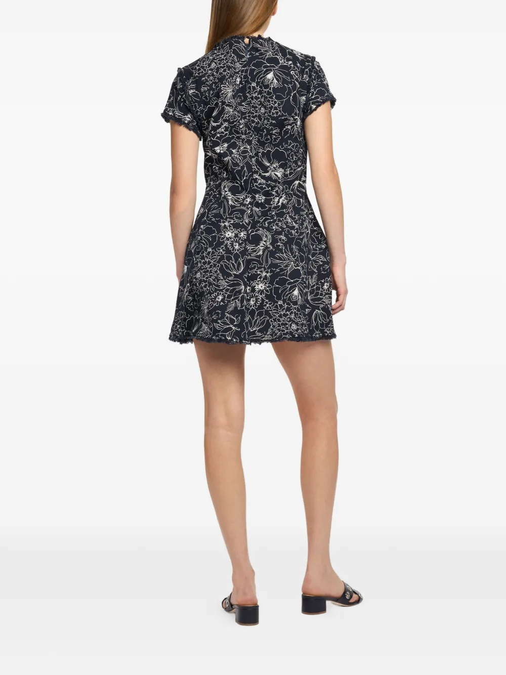 Cinq A Sept Nova mini-jurk met bloemenprint en franje Blauw