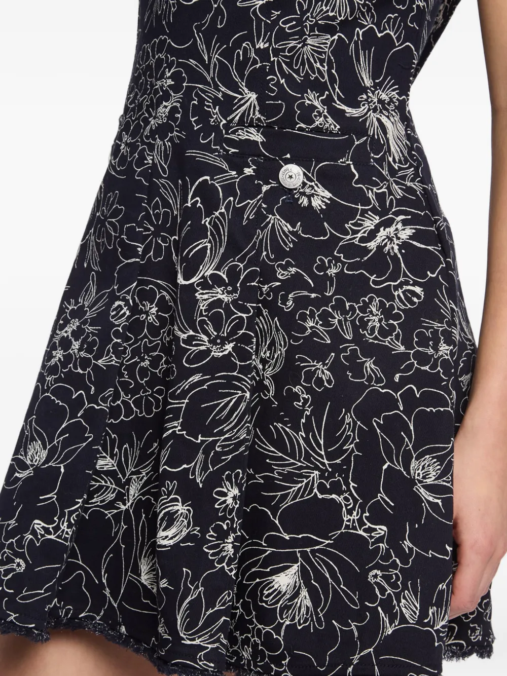 Cinq A Sept Nova mini-jurk met bloemenprint en franje Blauw