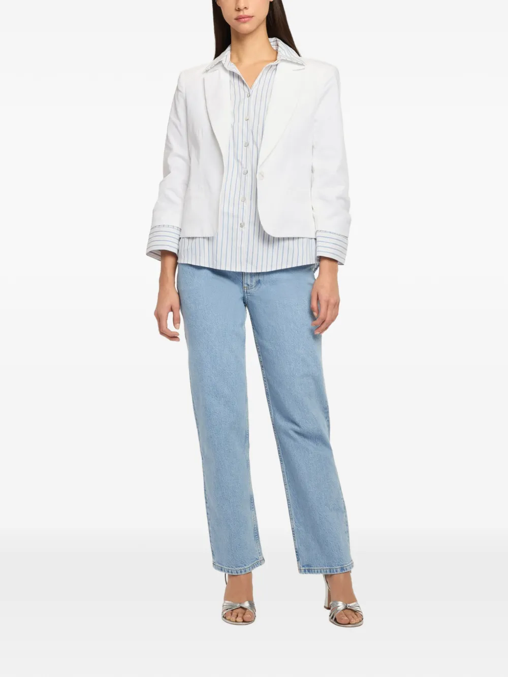 Cinq A Sept Peri gestreepte blazer Wit