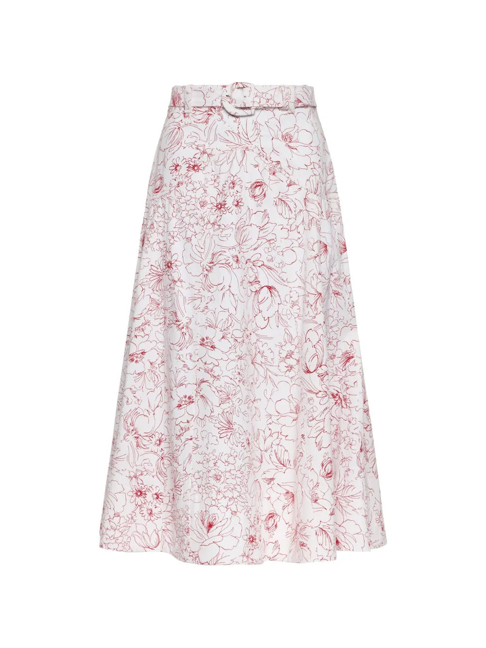 Cinq A Sept Nala floral-print belted midi skirt - Bianco