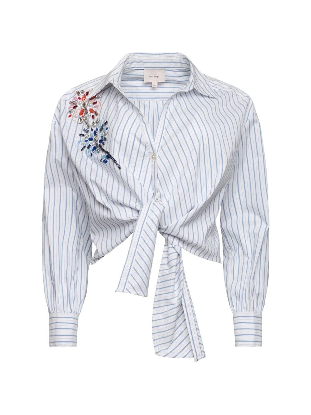 Cinq A Sept embellished striped tie top - Bianco