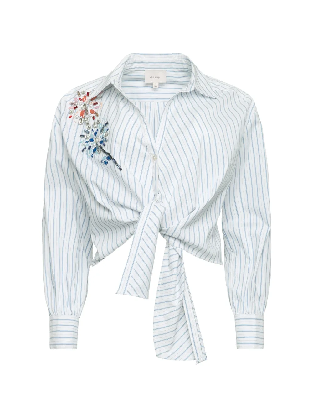 Cinq A Sept embellished striped tie top - Bianco