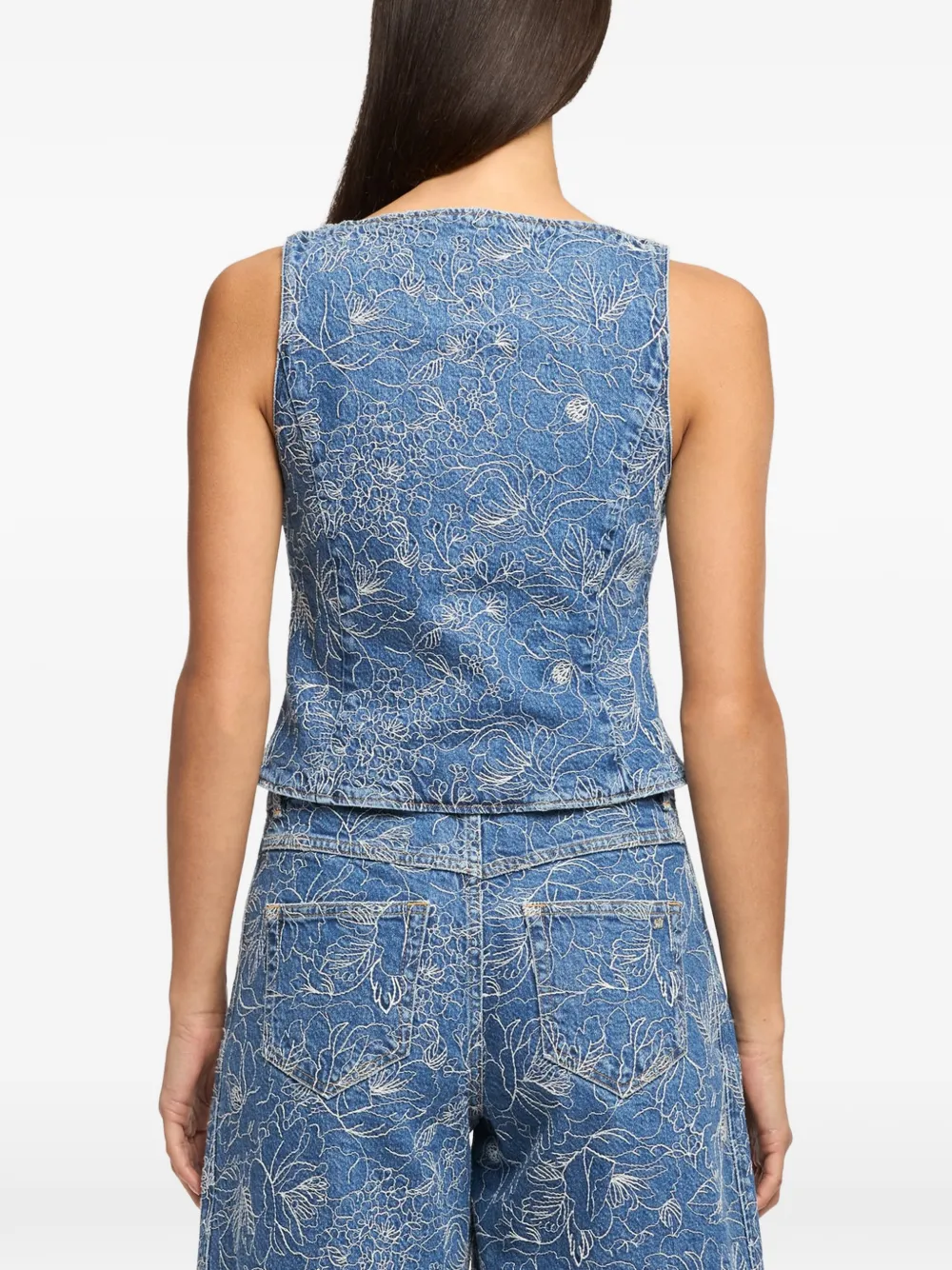 Cinq A Sept Denim spencer met knoop Blauw