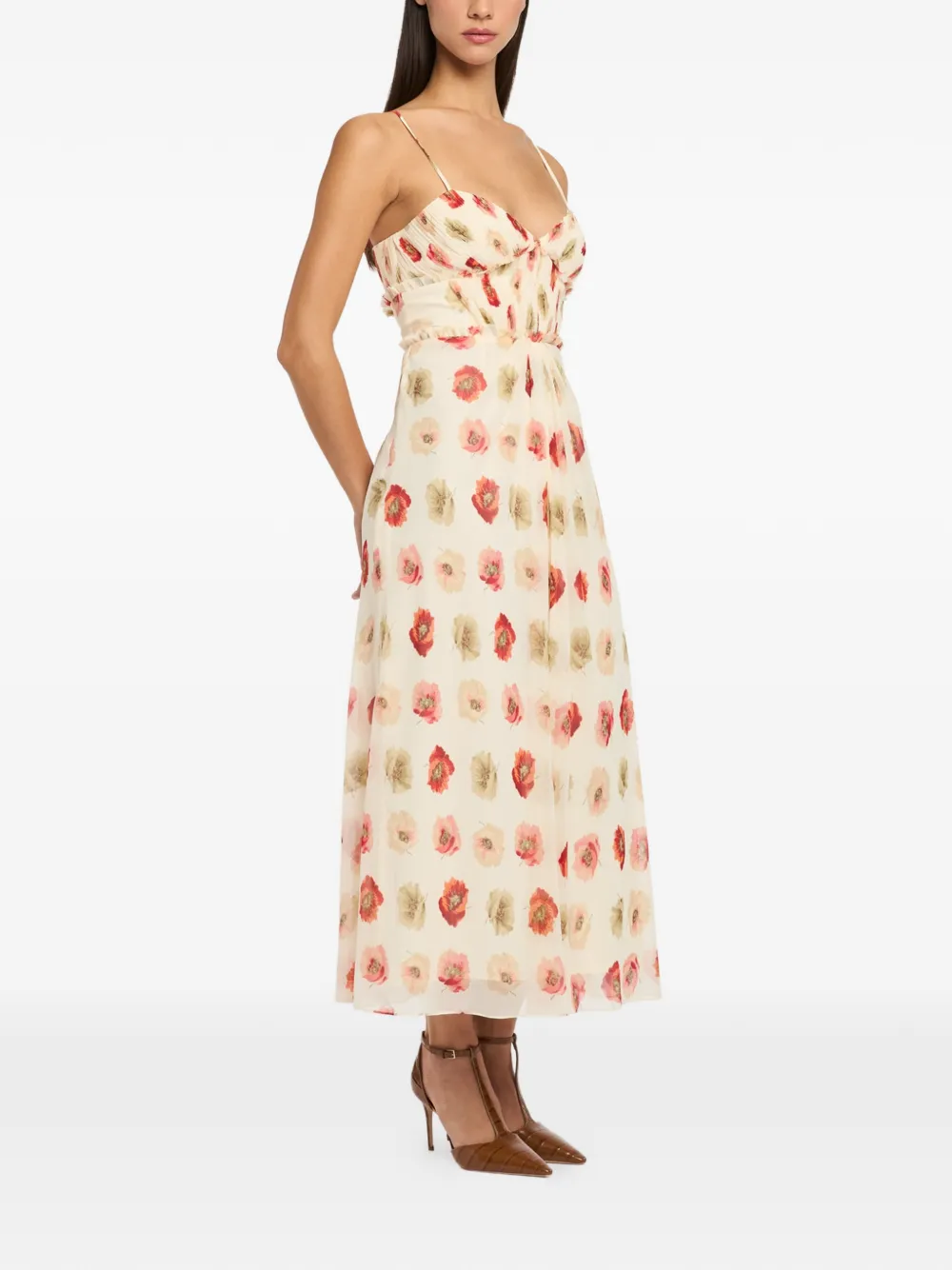 Cinq A Sept Robe Volantée à Fleurs - Tons Neutres 