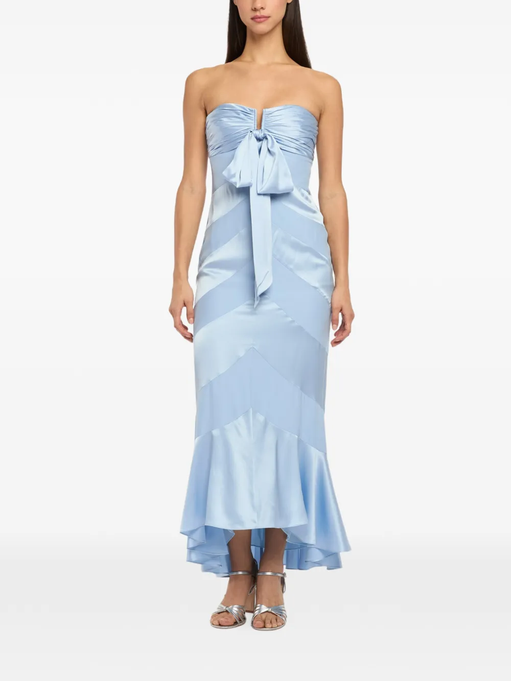 Cinq A Sept Strapless jurk met strik Blauw