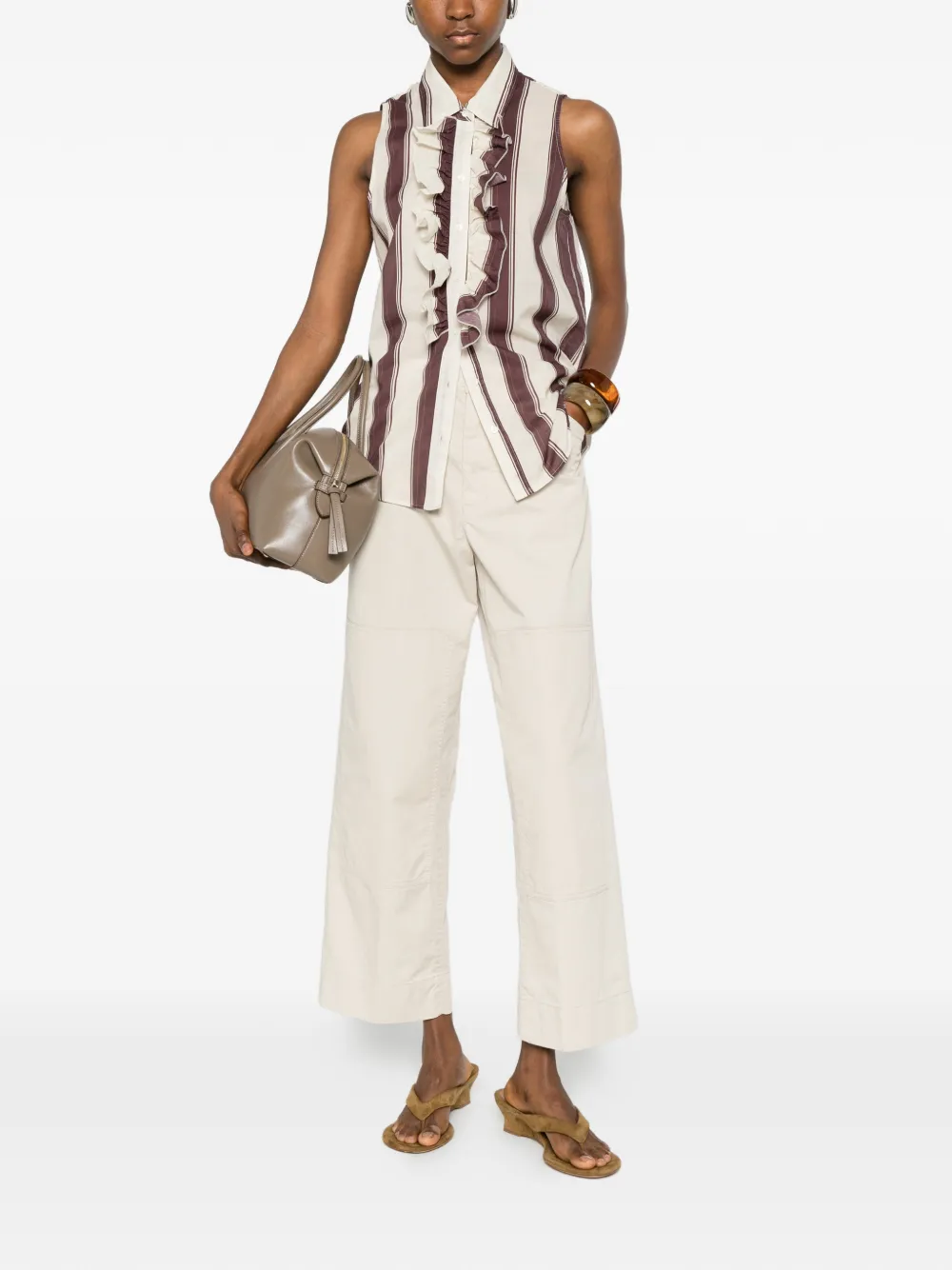 ASPESI Straight broek met vlakken Beige