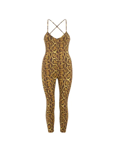 Marine Serre python-print V-neck jumpsuit