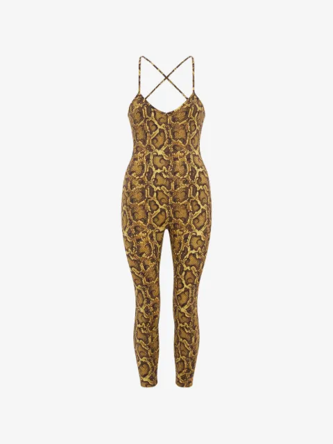 Marine Serre python-print V-neck jumpsuit
