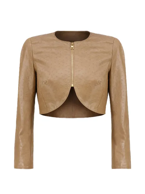 Elisabetta Franchi structured-shoulders textured-details zip-up cropped jacket