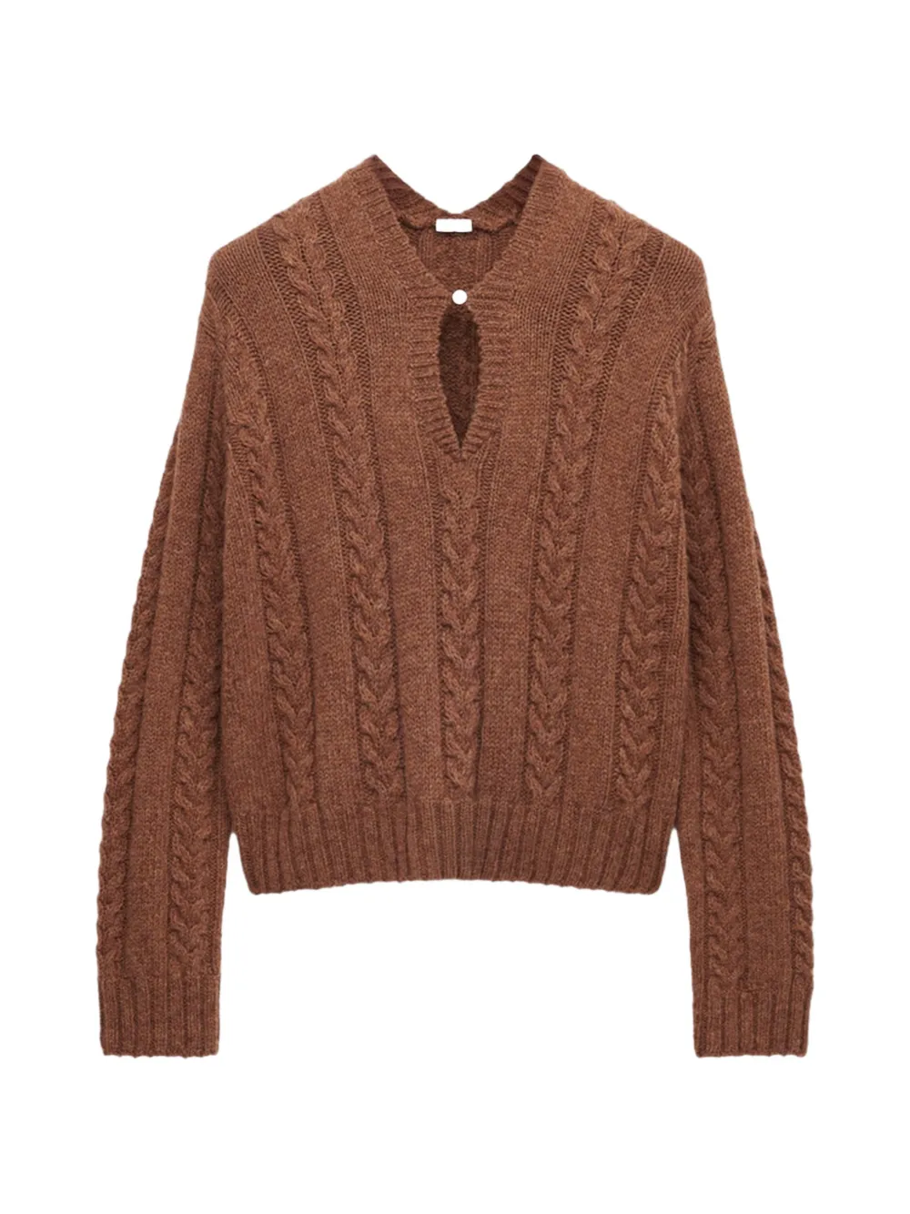 LOEWE cable-knit keyhole sweater - Marrone