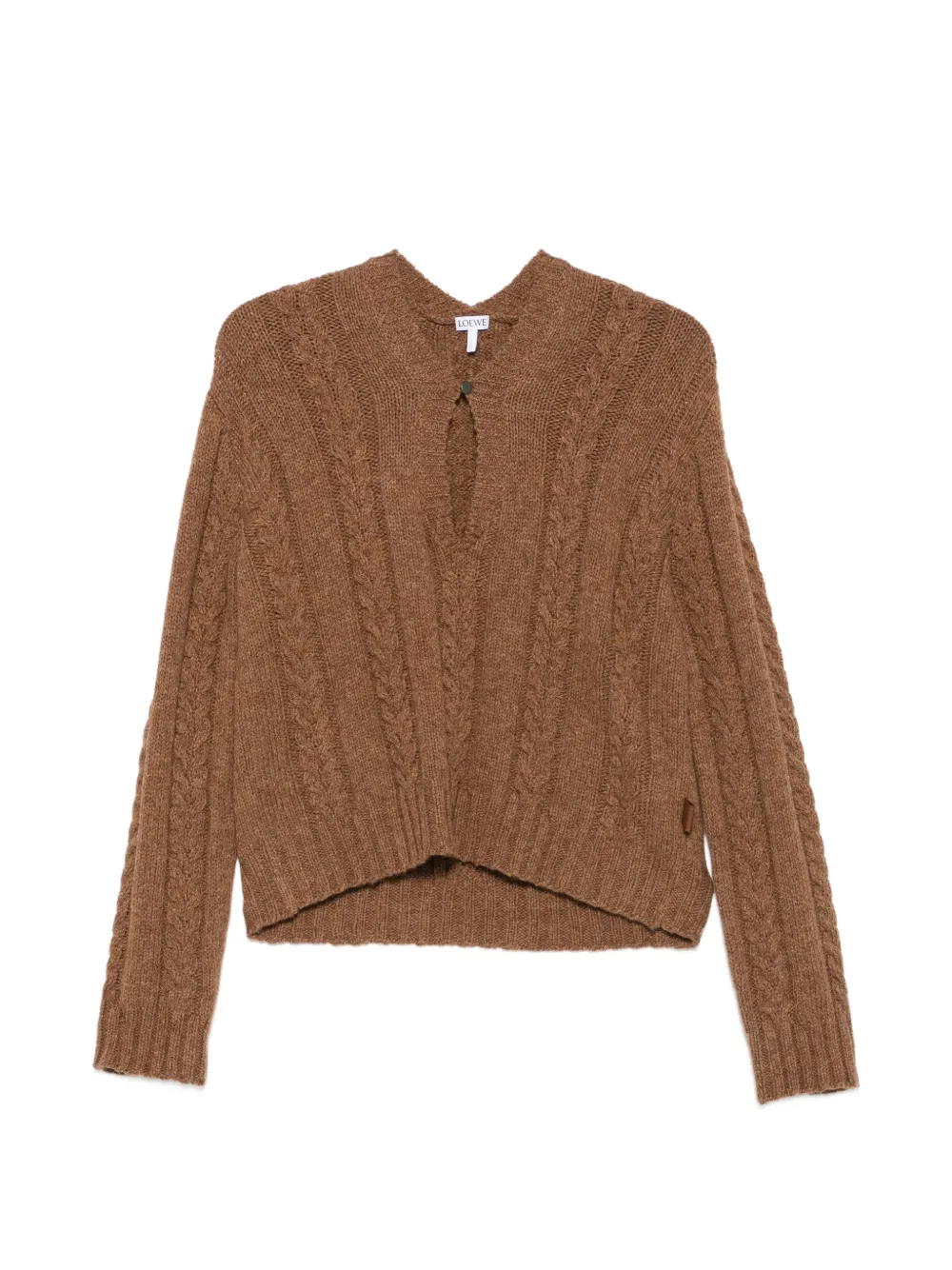 LOEWE cable-knit keyhole sweater - Marrone