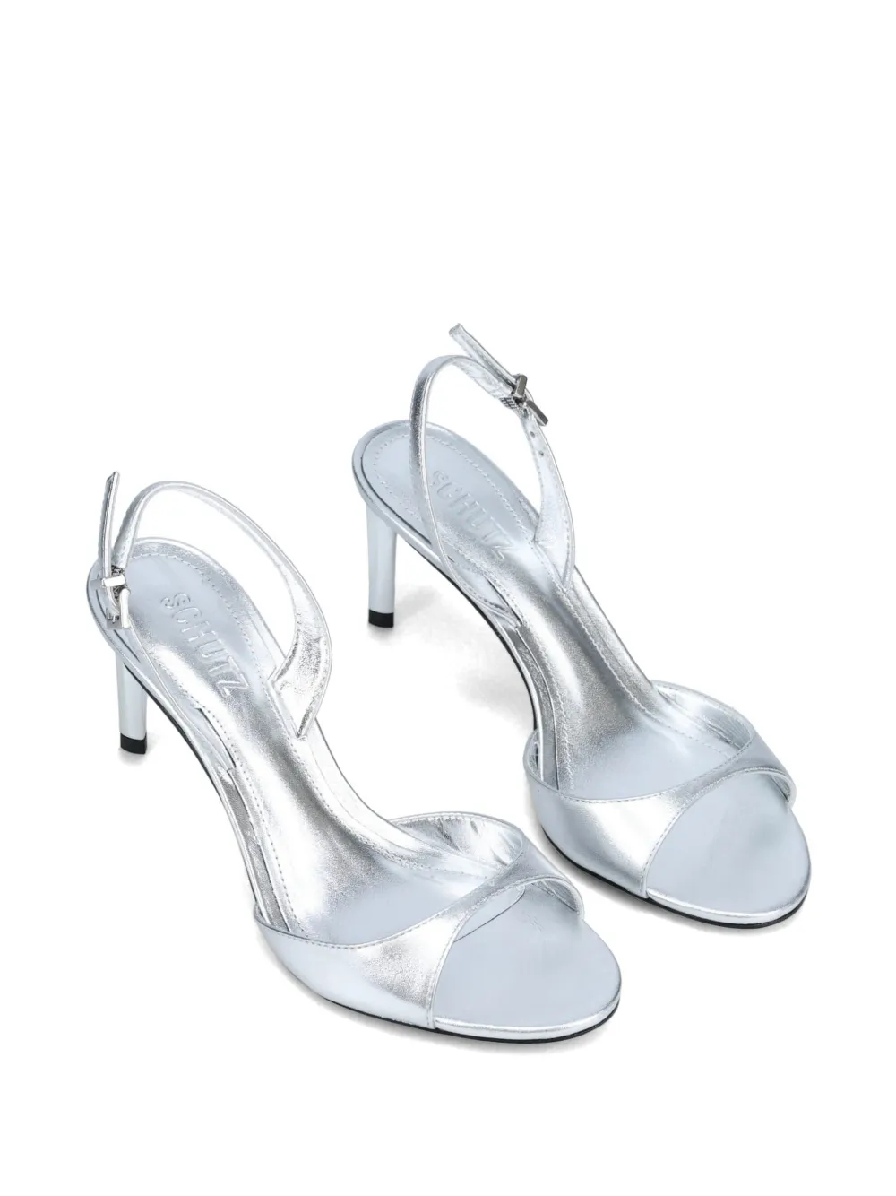 Schutz metallic-finish slingback sandals Zilver