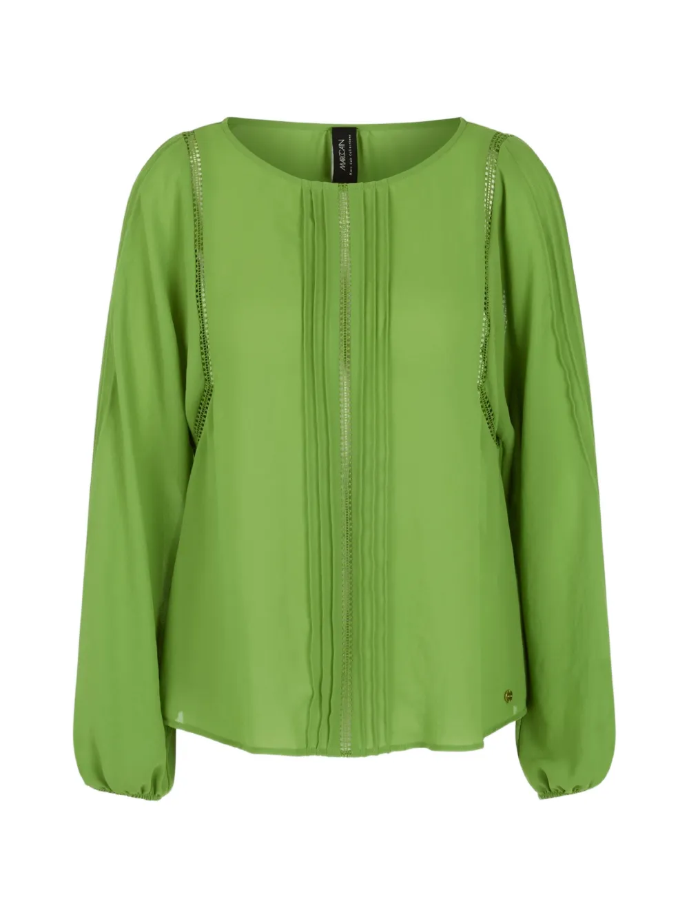 MARCCAIN pintucks-detail long-sleeve blouse - Verde
