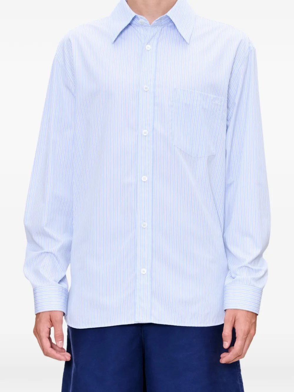 A.P.C. Malaury gestreept katoenen overhemd met zakdetail Blauw