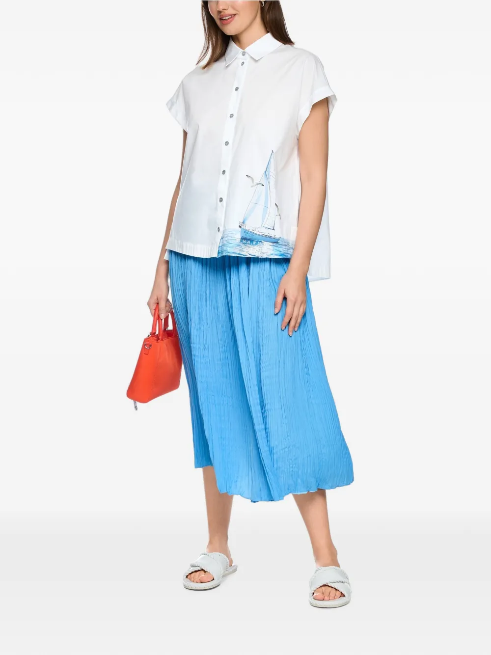 MARCCAIN Blouse met print en knoop Wit