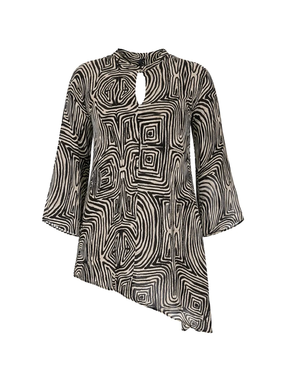 ELENA MIRO` keyhole geometric-print blouse - Nero