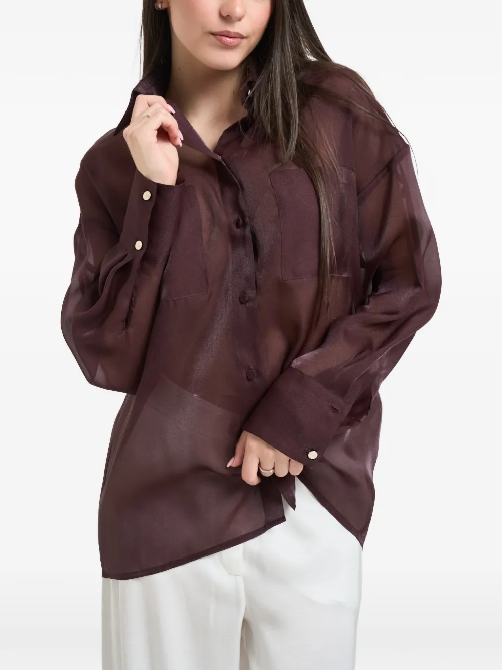 LIU JO pocket collared shirt - Marrone